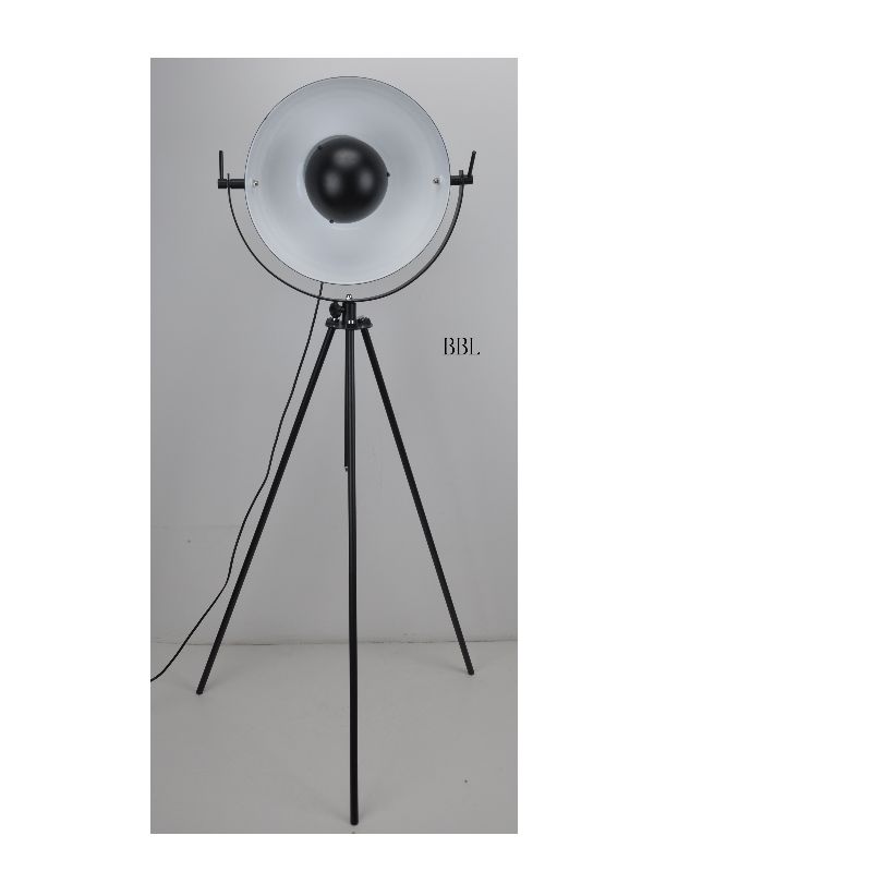 Lámpara de pie con trípode LED con función de ajuste hacia arriba y hacia abajo, pantalla negra mate en blanco