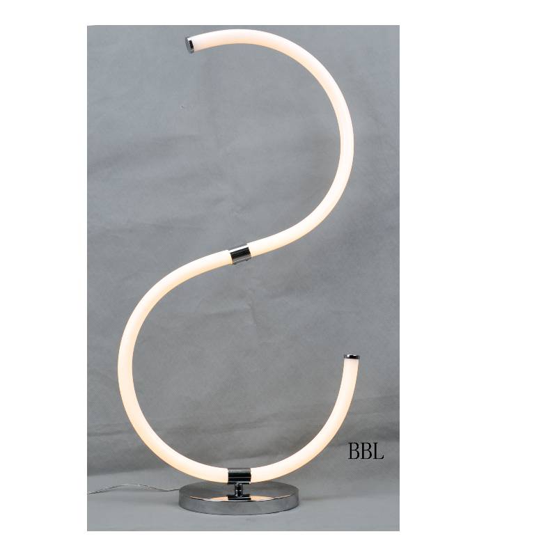 Lámpara de mesa LED con tubo de acrílico en forma de S