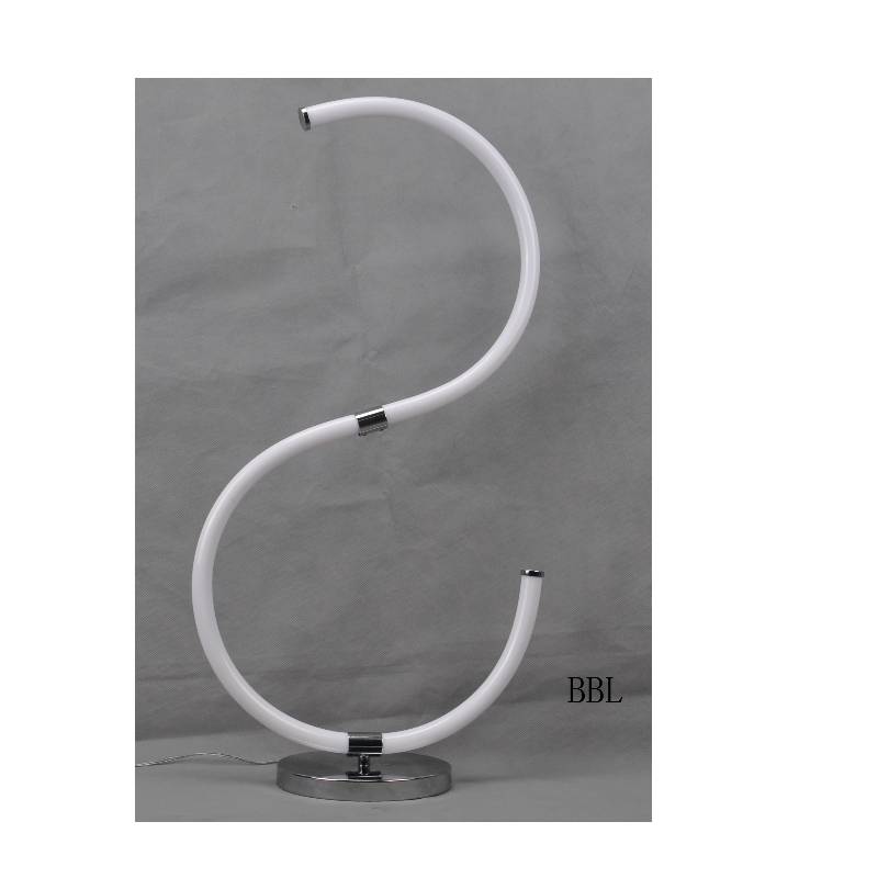 Lámpara de mesa LED con tubo de acrílico en forma de S