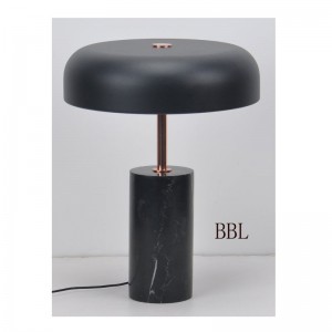 Lámpara de mesa LED con base de mármol negro y pantalla metálica