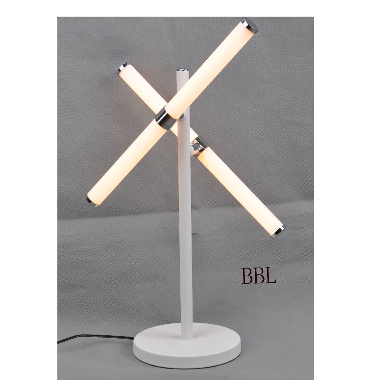 Lámpara de mesa LED con tubo acrílico giratorio de 2 piezas, sin sombra