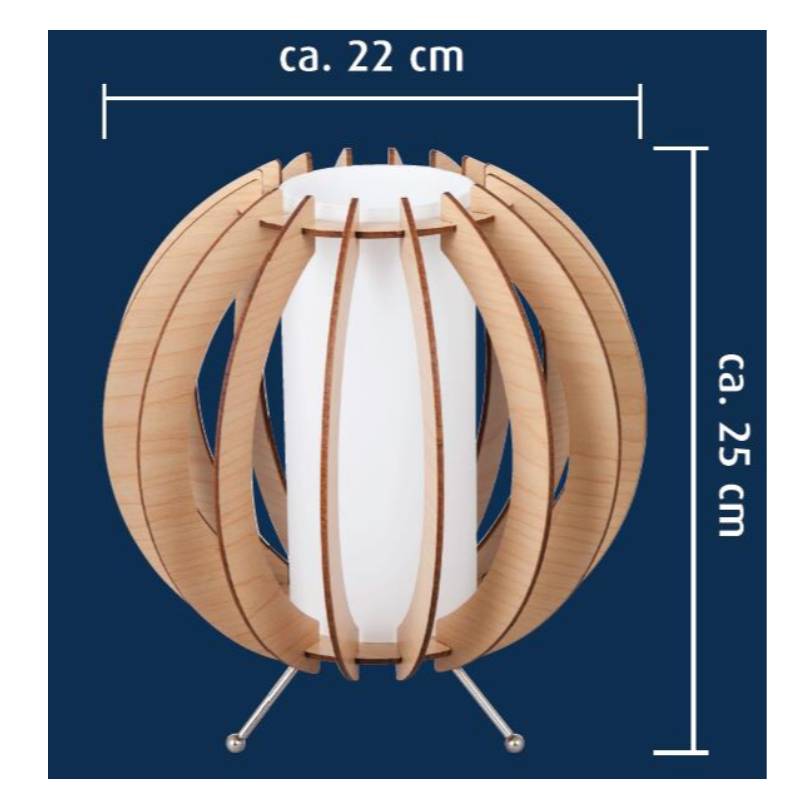 Lámpara de mesa de madera natural con pantalla de vidrio
