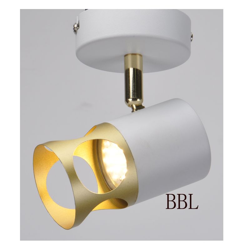 Lámpara de reflector moderna - 1, blanca + dorada, con dirección ajustable
