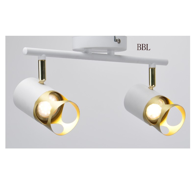 Lámpara de reflector moderna - 2, blanca + dorada, con dirección ajustable