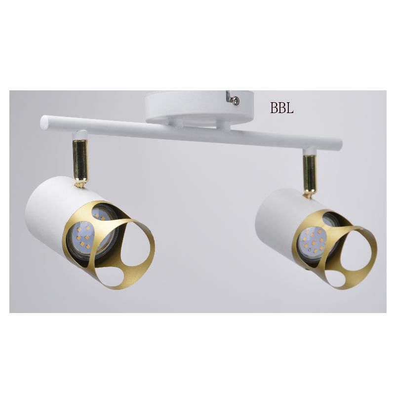 Lámpara de reflector moderna - 2, blanca + dorada, con dirección ajustable