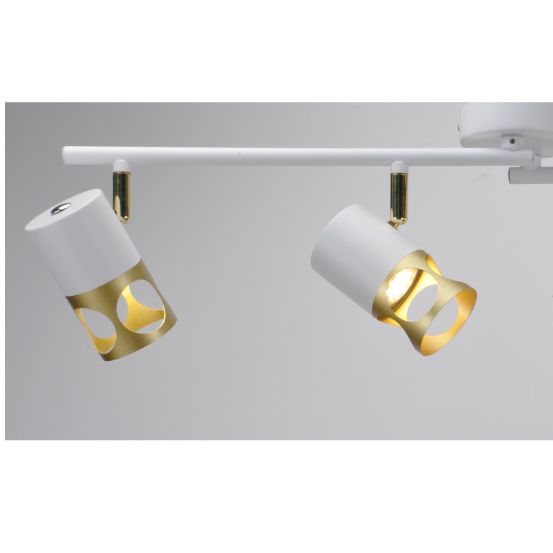 Lámpara de reflector moderna - 4, blanca + dorada, con dirección ajustable